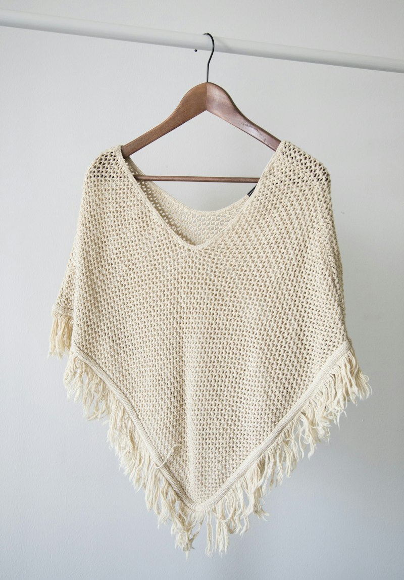 Hand-Knit Fringe Cape